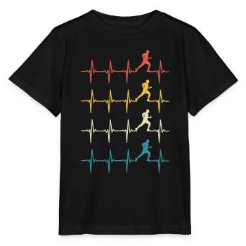 Running Heartbeat Retro Gift for Running Lovers - Stanley/Stella MINI CREATOR Kids’ T-Shirt - black - Front - Mikhail (115cm)
