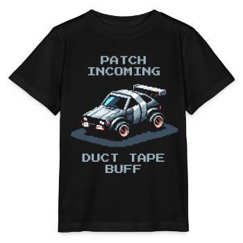 Patch: ducttape | RC Cars Humor - Stanley/Stella Kinder-T-shirt MINI CREATOR  - zwart - Voor - Mikhail (115cm)