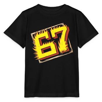 Emblème Brainrott Flaming 67 - T-shirt bio MINI CREATOR Stanley/Stella Enfant - noir - Devant - Mikhail (115cm)