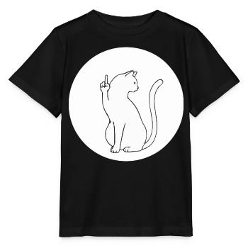 Katze Katzen Cat Kätzchen Mieze Mittelfinger - Stanley/Stella Kinder T-Shirt MINI CREATOR  - Schwarz - Vorne - Mikhail (115cm)