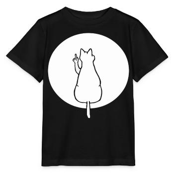 Katze Katzen Cat Kätzchen Mieze Mittelfinger - Stanley/Stella Kinder T-Shirt MINI CREATOR  - Schwarz - Vorne - Mikhail (115cm)