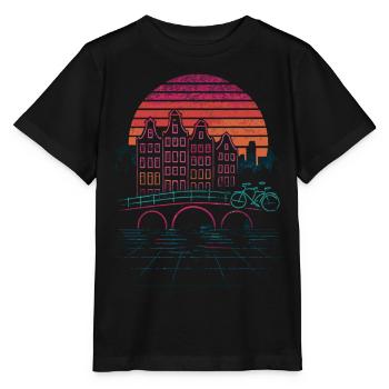Nachtsonne über Amsterdamer Kanäle - Stanley/Stella Kinder T-Shirt MINI CREATOR  - Schwarz - Vorne - Mikhail (115cm)