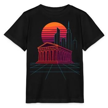 Neon Skyline trifft antike Säulen - Athen - Stanley/Stella Kinder T-Shirt MINI CREATOR  - Schwarz - Vorne - Mikhail (115cm)