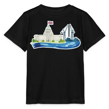 Belfast Skyline City Hall & Cranes UK - Stanley/Stella Kinder T-Shirt MINI CREATOR  - Schwarz - Vorne - Mikhail (115cm)