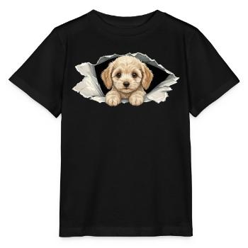 Niedlicher Cockapoo Goldendoodle Zerrissenes Papier - Stanley/Stella Kinder T-Shirt MINI CREATOR  - Schwarz - Vorne - Mikhail (115cm)