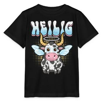 Vache Sacrée avec Auréole et Ailes - T-shirt bio MINI CREATOR Stanley/Stella Enfant - noir - Devant - Mikhail (115cm)