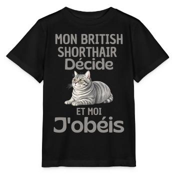 My British Shorthair decides, I obey - Stanley/Stella MINI CREATOR Kids’ T-Shirt - black - Front - Mikhail (115cm)