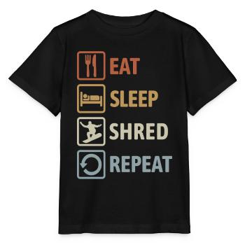 Eat Sleep Shred Repeat - Snowboarding - Stanley/Stella MINI CREATOR Kids’ T-Shirt - black - Front - Mikhail (115cm)