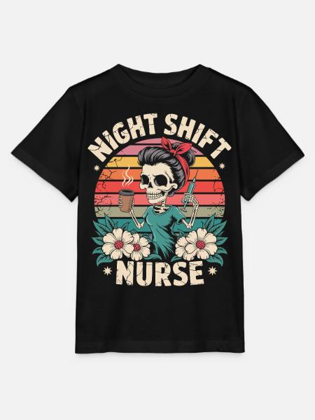 Nacht Schicht Krankenschwester Retro - Stanley/Stella Kinder T-Shirt MINI CREATOR  - Schwarz