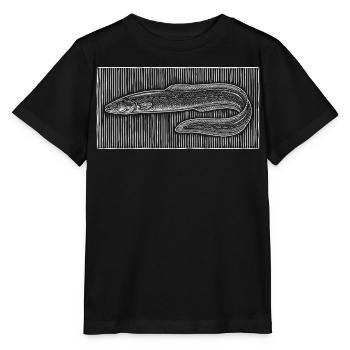 Gravure vintage d’anguille – Design classique du pêcheur - T-shirt bio MINI CREATOR Stanley/Stella Enfant - noir - Devant - Mikhail (115cm)