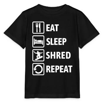 Eat Sleep Shred Repeat - Snowboarding - Stanley/Stella MINI CREATOR Kids’ T-Shirt - black - Front - Mikhail (115cm)