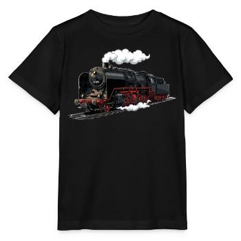 Dampflok Retro-Illustration - Stanley/Stella Kinder T-Shirt MINI CREATOR  - Schwarz - Vorne - Mikhail (115cm)