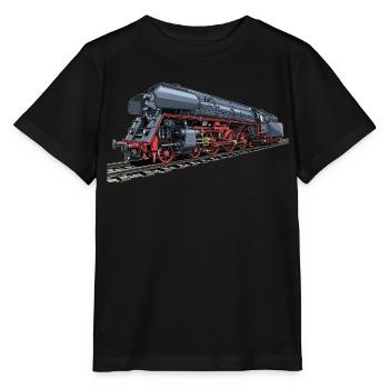 Locomotive à vapeur au look rétro 01 519 - T-shirt bio MINI CREATOR Stanley/Stella Enfant - noir - Devant - Mikhail (115cm)