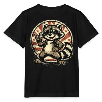 Raccoon Rocks – Musique rock rétro - T-shirt bio MINI CREATOR Stanley/Stella Enfant - noir - Devant - Mikhail (115cm)