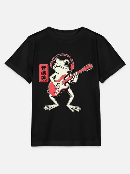 Frosch spielt E-Gitarre mit Kopfhörern - Stanley/Stella Kinder T-Shirt MINI CREATOR  - Schwarz