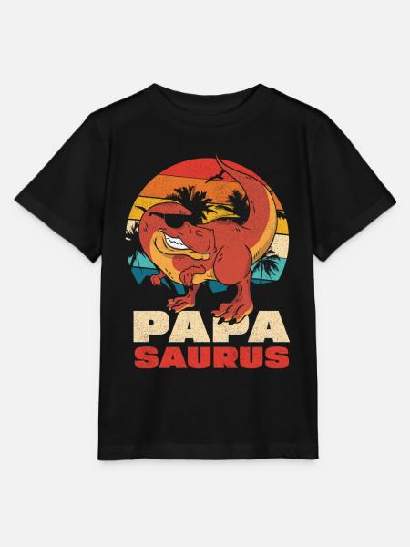 Papasaurus Retro Sonnenuntergang - Stanley/Stella Kinder T-Shirt MINI CREATOR - Schwarz