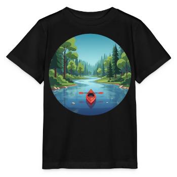 Kanu Kajak Ruderboot Canadier - Stanley/Stella Kinder T-Shirt MINI CREATOR  - Schwarz - Vorne - Mikhail (115cm)
