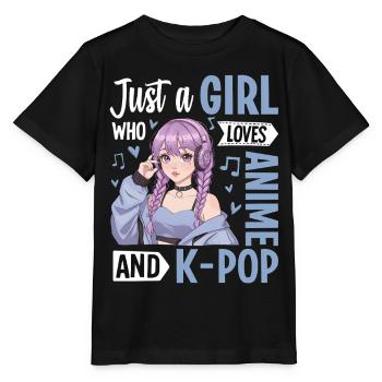 Just A Girl Who Loves Anime And K-Pop - Stanley/Stella MINI CREATOR Kids’ T-Shirt - black - Front - Mikhail (115cm)