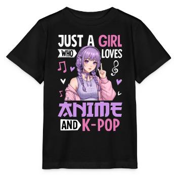 Just A Girl Who Loves Anime And K-Pop - Stanley/Stella MINI CREATOR Kids’ T-Shirt - black - Front - Mikhail (115cm)