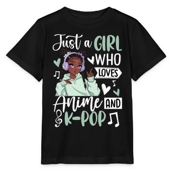 Just A Girl Who Loves Anime And K-Pop - Stanley/Stella MINI CREATOR Kids’ T-Shirt - black - Front - Mikhail (115cm)