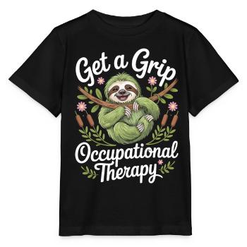 Get a Grip Occupational Therapy Sloth - Stanley/Stella MINI CREATOR Kids’ T-Shirt - black - Front - Mikhail (115cm)