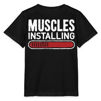 Muscles Installing Progress Bar Fitness Gym - Stanley/Stella MINI CREATOR Kids’ T-Shirt - black - Front - Mikhail (115cm)