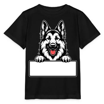 Berger allemand avec badge nominatif - T-shirt bio MINI CREATOR Stanley/Stella Enfant - noir - Devant - Mikhail (115cm)