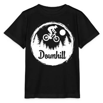 Downhill Mountain Bike Adventure in the Forest - Stanley/Stella MINI CREATOR Kids’ T-Shirt - black - Front - Mikhail (115cm)