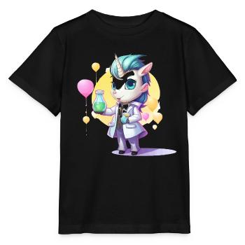 Unicorn Science Lab - Stanley/Stella MINI CREATOR Kids’ T-Shirt - black - Front - Mikhail (115cm)