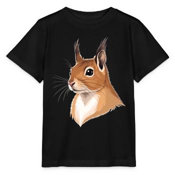 Tête d’écureuil illustrée - T-shirt bio MINI CREATOR Stanley/Stella Enfant - noir - Devant - Mikhail (115cm)