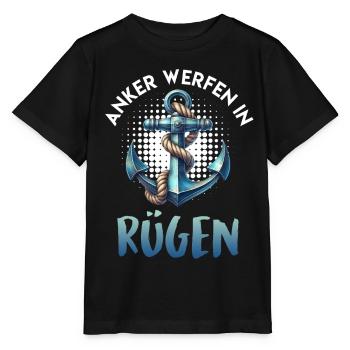 Baltic Sea Holiday DROP ANCHOR IN RÜGEN Funny - Stanley/Stella MINI CREATOR Kids’ T-Shirt - black - Front - Mikhail (115cm)