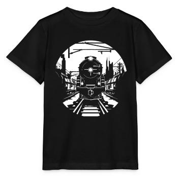 Railway Sketch - Stanley/Stella MINI CREATOR Kids’ T-Shirt - black - Front - Mikhail (115cm)