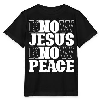 Know Jesus Know Peace Lettering - Stanley/Stella MINI CREATOR Kids’ T-Shirt - black - Front - Mikhail (115cm)