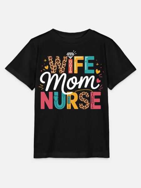 Wife Mom Nurse Leopard - Stanley/Stella Kinder T-Shirt MINI CREATOR - Schwarz
