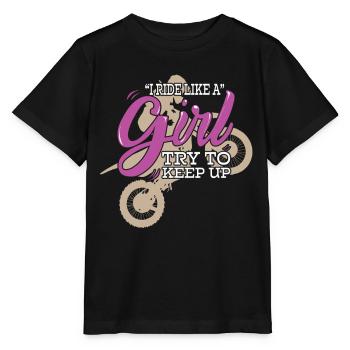 Motocross Je roule comme une fille en essayant de suivre le rythme - T-shirt bio MINI CREATOR Stanley/Stella Enfant - noir - Devant - Mikhail (115cm)