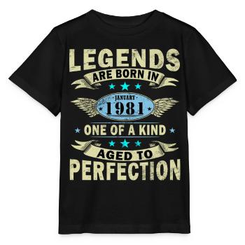 Janvier 1981 anniversaire janvier 1981 Janvier - T-shirt bio MINI CREATOR Stanley/Stella Enfant - noir - Devant - Mikhail (115cm)