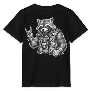 Retro Waschbär Rock Musik Geschenk Lustig - Stanley/Stella Kinder T-Shirt MINI CREATOR  - Schwarz - Vorne - Mikhail (115cm)