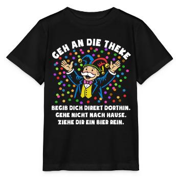 Jubel | Konfetti | Geh an die Theke | Kostüm - Stanley/Stella Kinder T-Shirt MINI CREATOR  - Schwarz - Vorne - Mikhail (115cm)