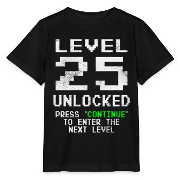 T-shirt déverrouillé niveau 25 Chemise du 25e anniversaire - T-shirt bio MINI CREATOR Stanley/Stella Enfant - noir - Devant - Mikhail (115cm)