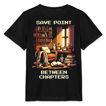 Point de sauvegarde entre les chapitres | Lecture, pause, lecture - T-shirt bio MINI CREATOR Stanley/Stella Enfant - noir - Devant - Mikhail (115cm)