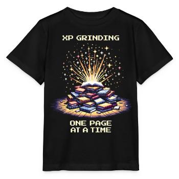 Grinder l’XP | Motivation de lecture page par page - T-shirt bio MINI CREATOR Stanley/Stella Enfant - noir - Devant - Mikhail (115cm)