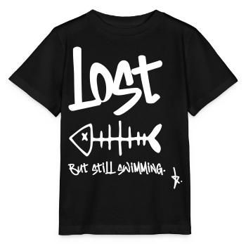 LOST – Mais je nage encore | Conception en arête de poisson - T-shirt bio MINI CREATOR Stanley/Stella Enfant - noir - Devant - Mikhail (115cm)