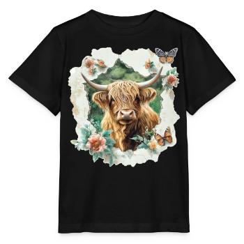 Highland cattle - Stanley/Stella MINI CREATOR Kids’ T-Shirt - black - Front - Mikhail (115cm)