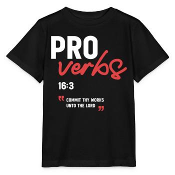 Confie tes œuvres au Seigneur Proverbes 16:3 Bible - T-shirt bio MINI CREATOR Stanley/Stella Enfant - noir - Devant - Mikhail (115cm)