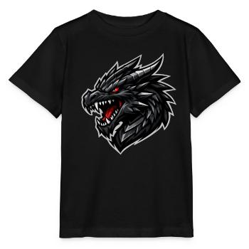 Tête de dragon aux yeux rouges - T-shirt bio MINI CREATOR Stanley/Stella Enfant - noir - Devant - Mikhail (115cm)