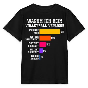 Warum ich beim Volleyball verliere Volleyball - Stanley/Stella Kinder T-Shirt MINI CREATOR  - Schwarz - Vorne - Mikhail (115cm)