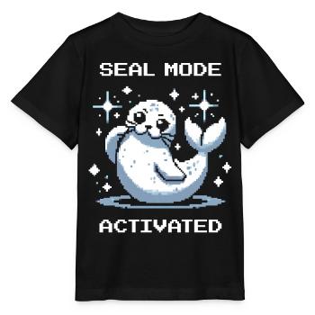 Seal mode on | Robbe Mood - Stanley/Stella MINI CREATOR Kids’ T-Shirt - black - Front - Mikhail (115cm)