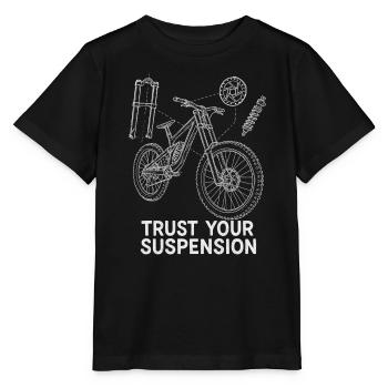 Downhill MTB Explosionszeichnung – Suspension Art - Stanley/Stella Kinder T-Shirt MINI CREATOR  - Schwarz - Vorne - Mikhail (115cm)