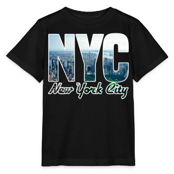 NYC Skyline Blockbuchstaben - Stanley/Stella Kinder T-Shirt MINI CREATOR  - Schwarz - Vorne - Mikhail (115cm)