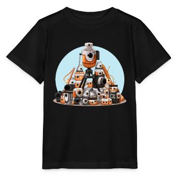 Camera pile illustration - Stanley/Stella MINI CREATOR Kids’ T-Shirt - black - Front - Mikhail (115cm)